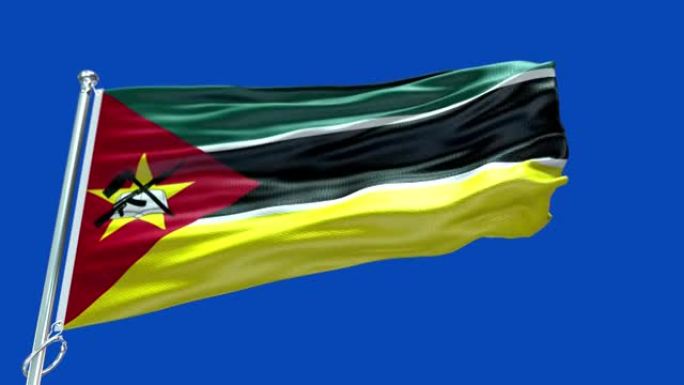 4k高度详细的莫桑比克国旗-莫桑比克国旗高细节-国家国旗莫桑比克波模式可循环元素