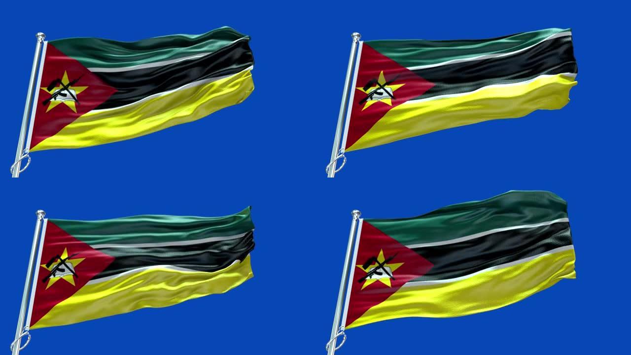 4k高度详细的莫桑比克国旗-莫桑比克国旗高细节-国家国旗莫桑比克波模式可循环元素