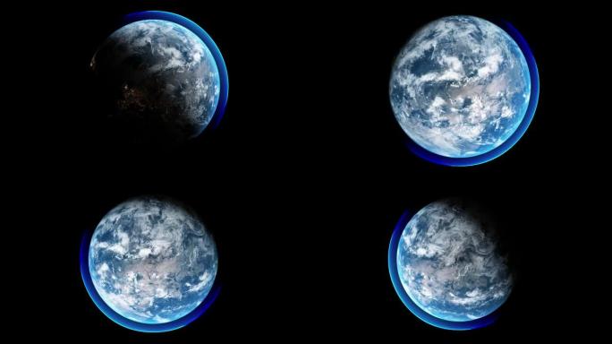 地球昼夜-来自太空和日出的逼真的地球城市灯光-电影逼真的太空旋转地球-仅下载4K Apple Pro