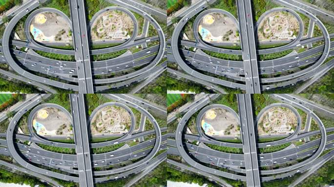 上海城市高架桥交通车流航拍【4K60帧】