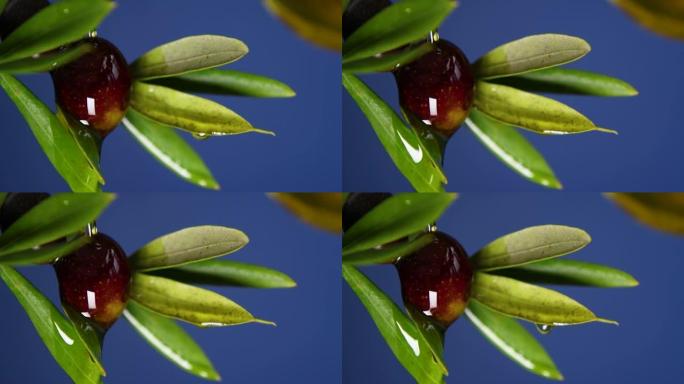 橄榄油从橄榄果中掉下来，慢动作