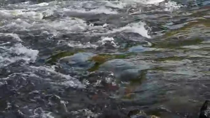 河水中流过石头的清水