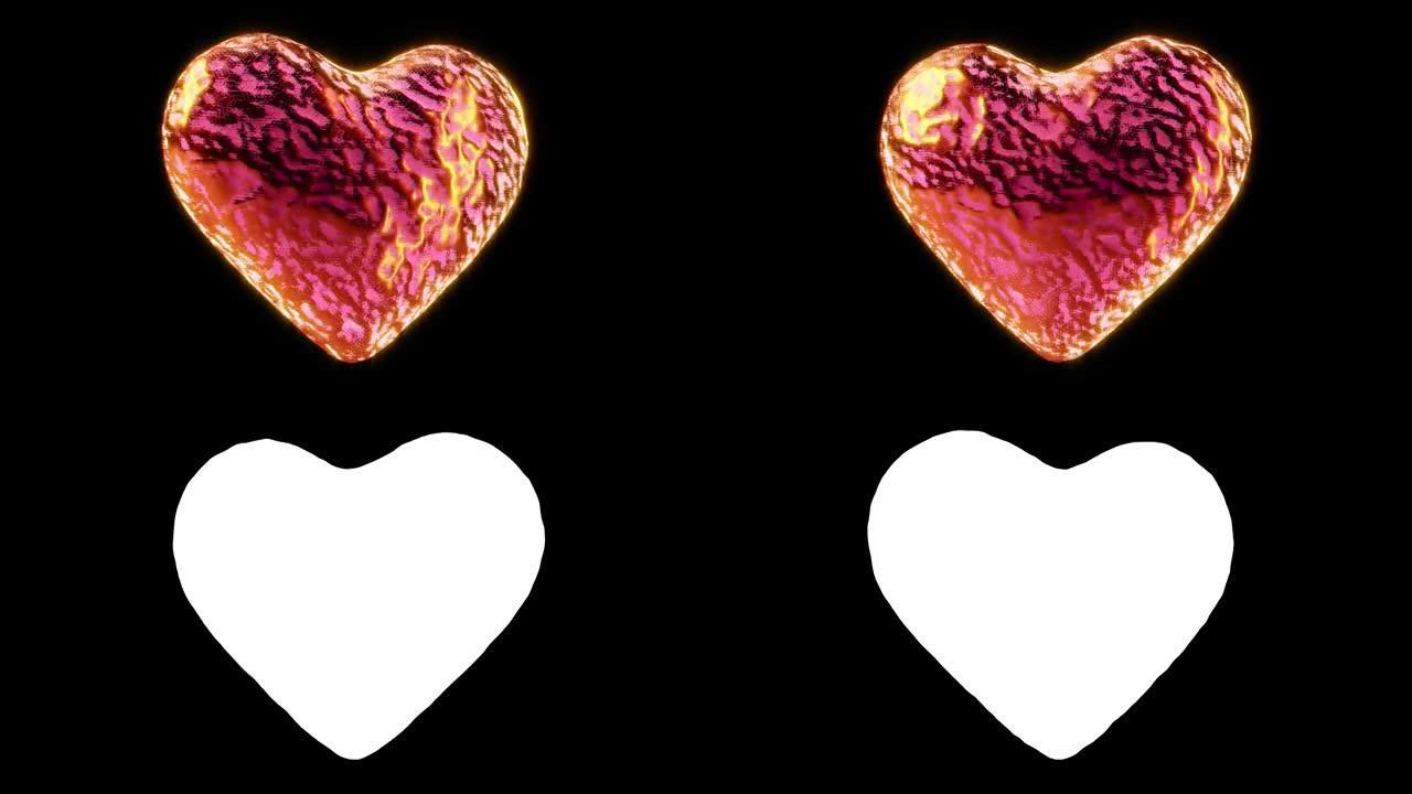 3D渲染火焰闪亮的心脏