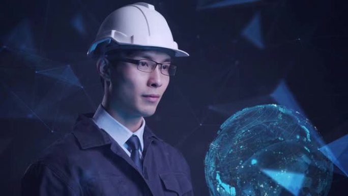 数字世界技术知识库大数据创新产业4.0，亚洲工程师控制人工智能计算机3D全球力量