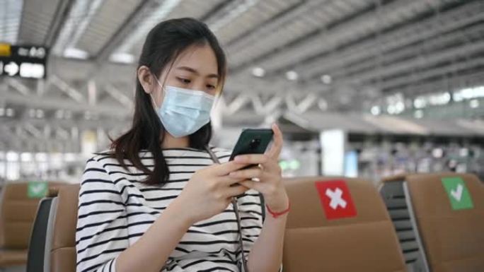 新的正常机场重新开放亚洲游客面罩保护在机场有问题航班取消和延误在泰国东南亚冠状病毒新型冠状病毒肺炎大