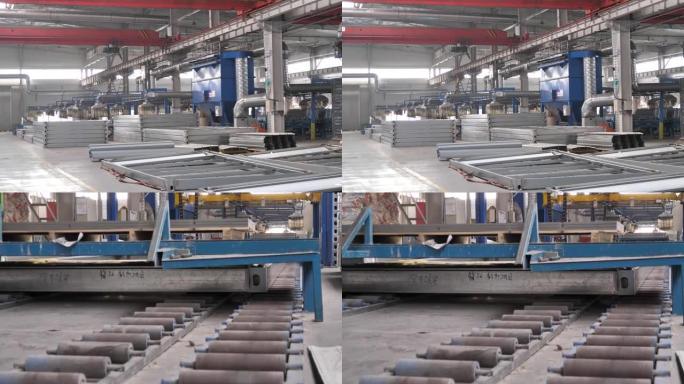 钢铁产品零件在工厂生产线上。