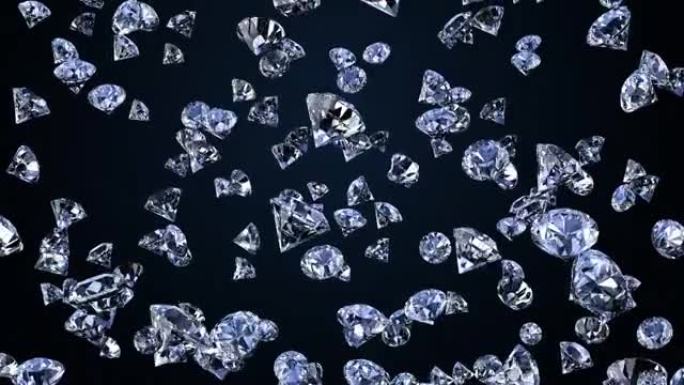 许多珠宝钻石落在黑色上