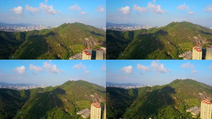 晴天珠海著名的新暖明公园山景航拍4k中国全景图