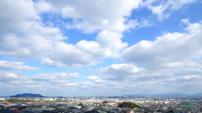福冈市的景观蓝天白云白云朵朵航拍