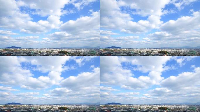 福冈市的景观蓝天白云白云朵朵航拍