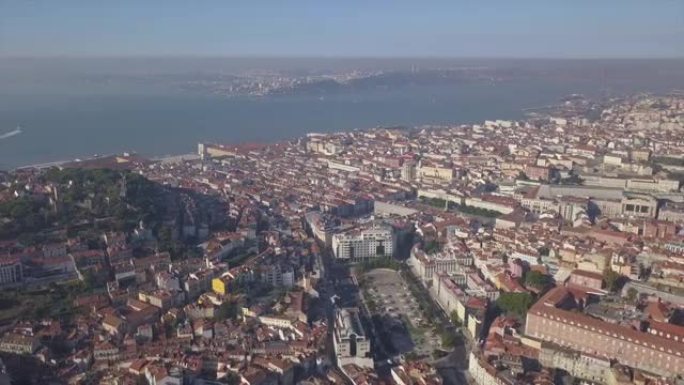 夏季里斯本城市湾航空全景4k葡萄牙