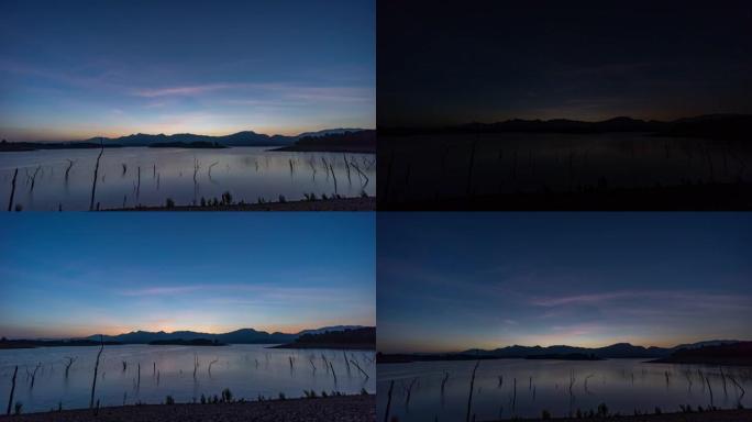 白天到黄昏的日落在山上拍摄，延时视频