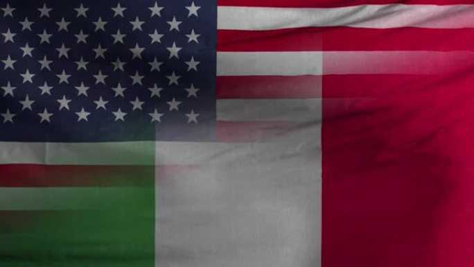 美国意大利国旗混合纹理波浪背景4K