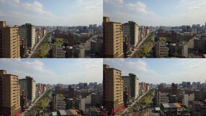 台湾晴天台北市容交通街空中全景4k