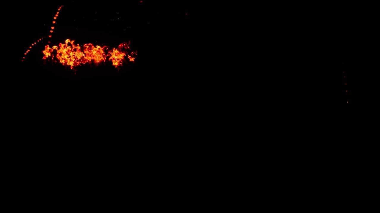 地狱在屏幕中央爆发红色火焰，烟花效果由阿尔法通道隔离 (透明背景) QuickTime与ProRes