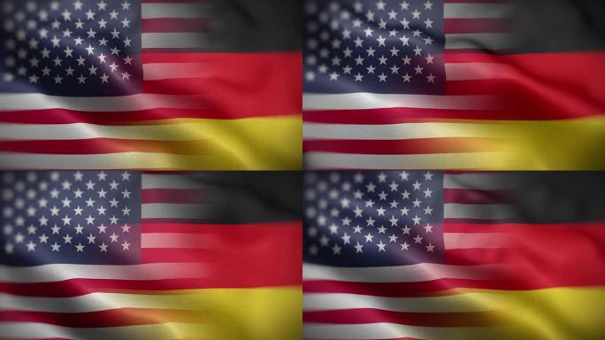 美国德国国旗混合纹理波浪前背景高清