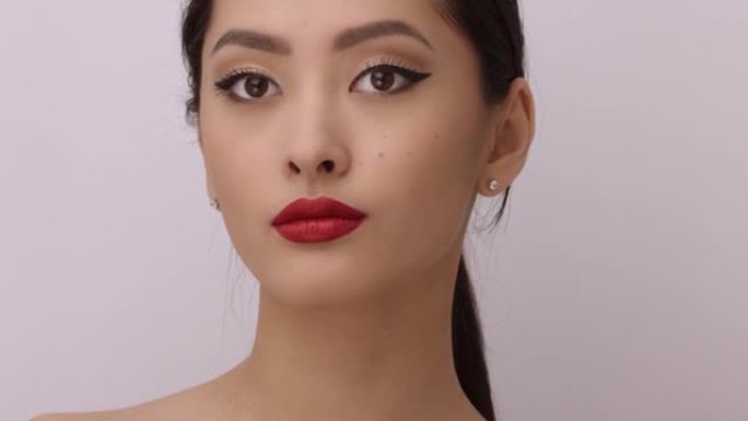 亚洲女性美女脸特写工作室肖像