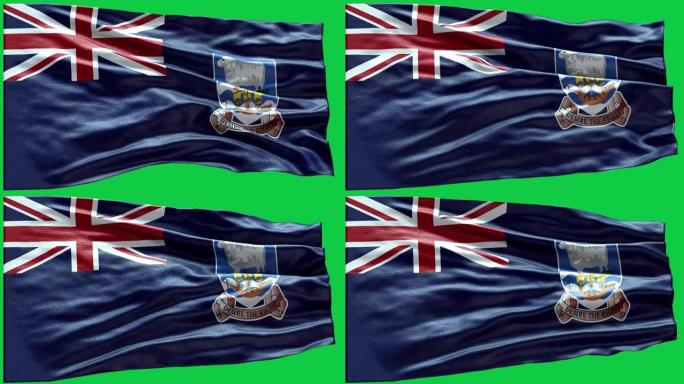 4k高度详细的福克兰群岛国旗-福克兰群岛国旗高度细节-国旗福克兰群岛波浪模式可循环元素