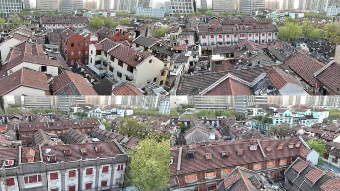 5K原素材-航拍即将拆迁改建的上海老房子