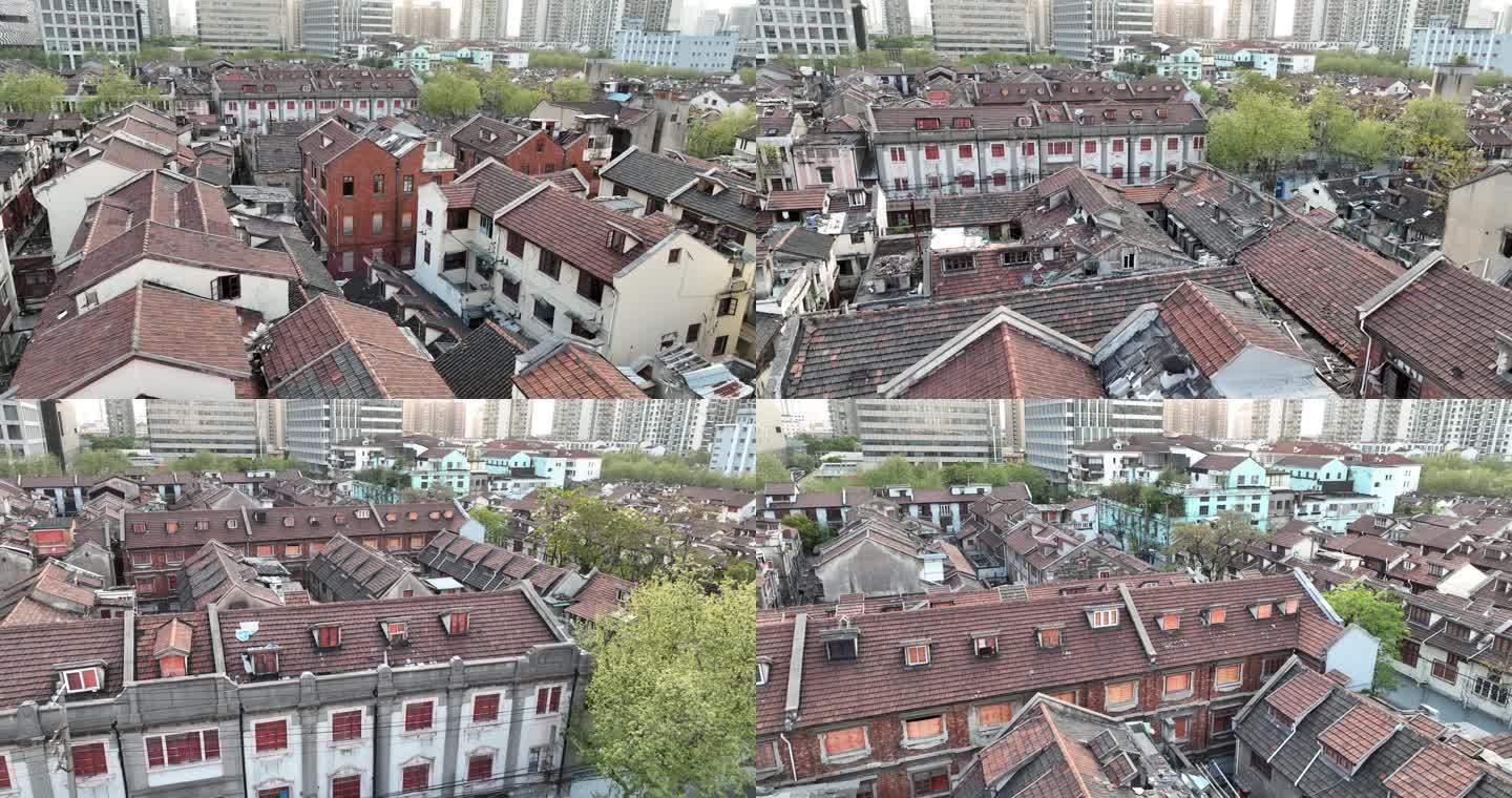 5K原素材-航拍即将拆迁改建的上海老房子
