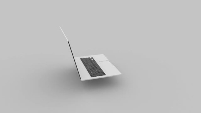 白色背景上的白色笔记本电脑电脑笔记本概念。模型3d动画