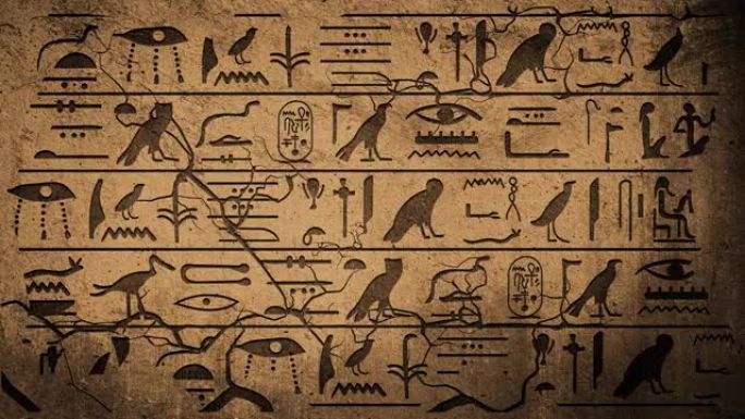 金字塔吉萨开罗墓，古埃及石刻背景上的象形文字
