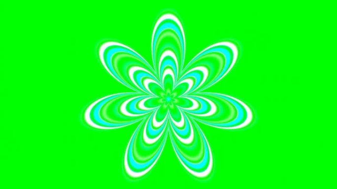 绿色屏幕上的迷幻花朵形状