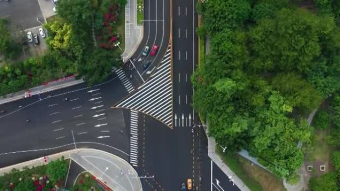海南岛三亚河边交通街空中俯视图4k中国