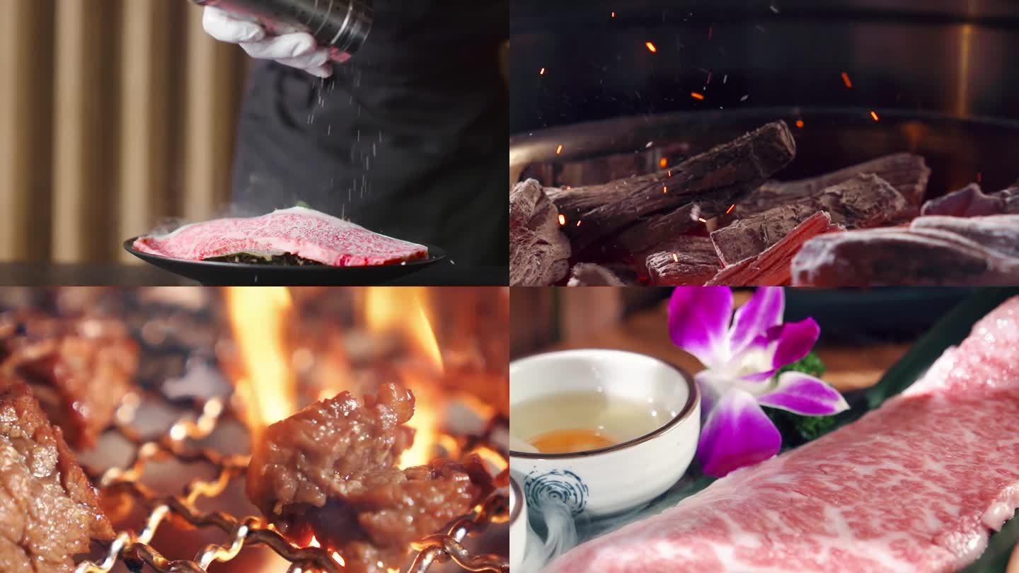 高清日本烧肉 烧烤日料实拍素材