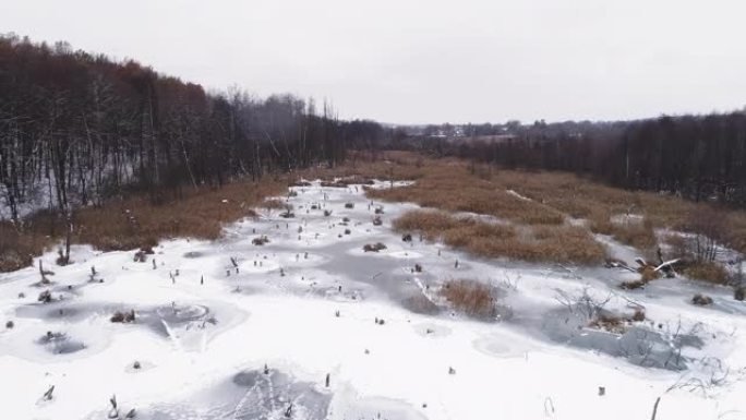 空中降雪景观自然平静和平