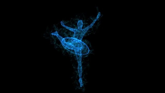 跳舞的芭蕾舞演员。女性经典芭蕾舞演员。线框低聚网状网络空间网格科学与技术