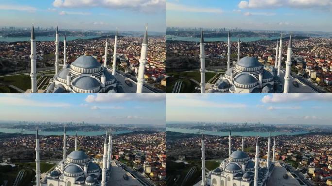 鸟瞰清真寺、伊斯坦堡空中清真寺、最大清真寺、海景清真寺
