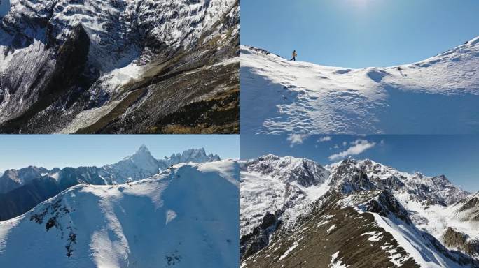 梅里雪山山脊线雨崩徒步冰湖神瀑爬雪山的人