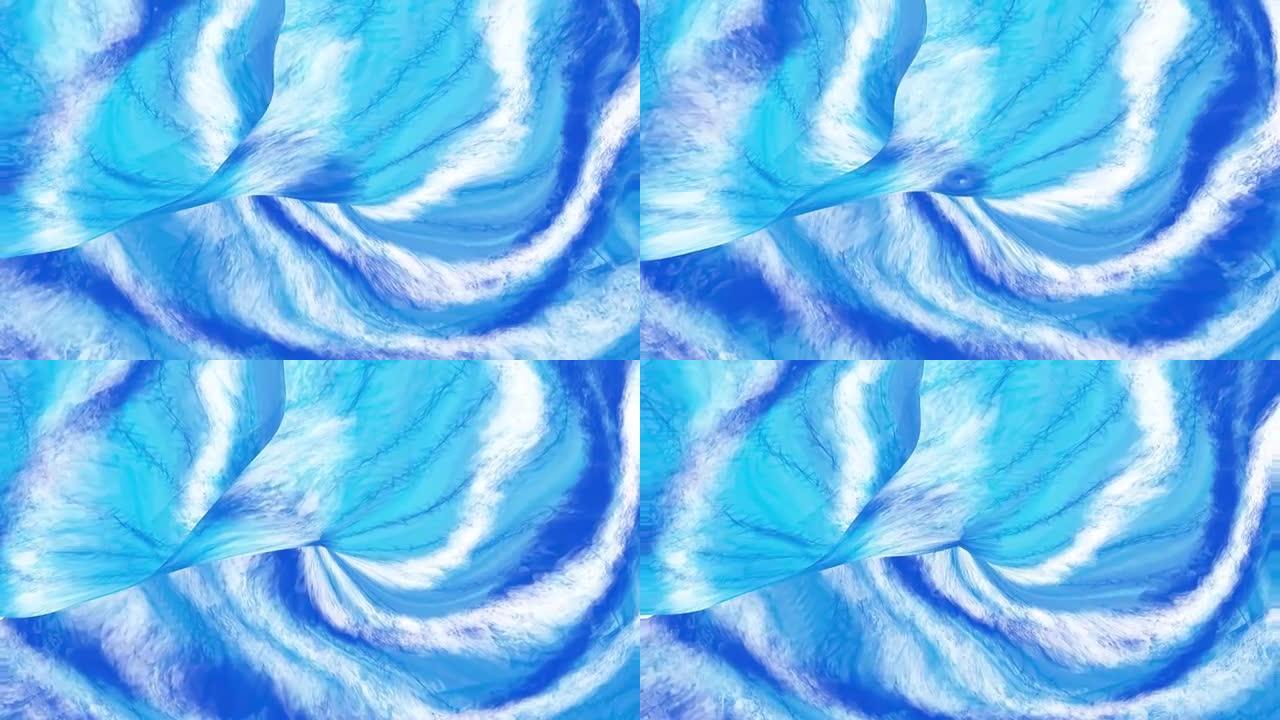 蓝色流动的液体波抽象运动模糊背景。时尚充满活力的纹理，时尚纺织品，霓虹色，环境平面设计，屏幕保护程序