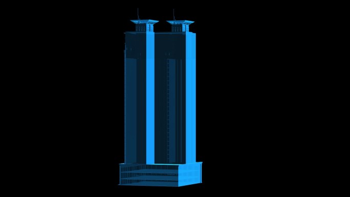 城市楼房全息蓝色科技通道素材