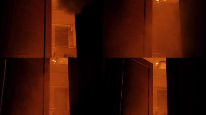 在一个有烟熏房间的公寓里着火。居民区发生火灾