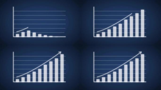 带有glow和rising arrow 4k动画的业务增长和成功演示。