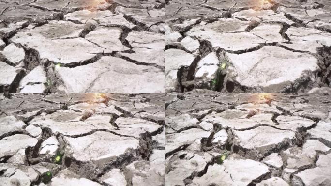 干旱裂开的地面，干裂的湖泊，干旱的土壤在河底