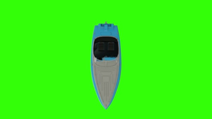 绿色屏幕上的船动画。摩托艇在海浪上航行，4k