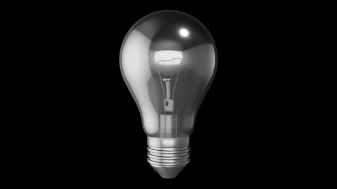 灯泡图标创意，黑色背景上的现代灯泡线条图标动画，不易燃灯泡，有很好的创意-阿尔法频道