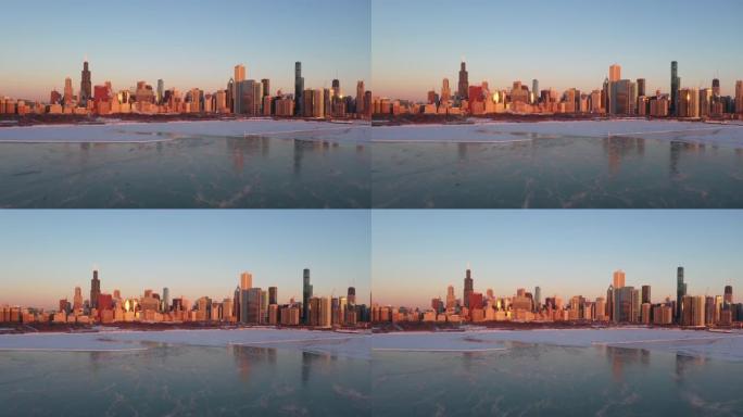 冬季对芝加哥的空中射击