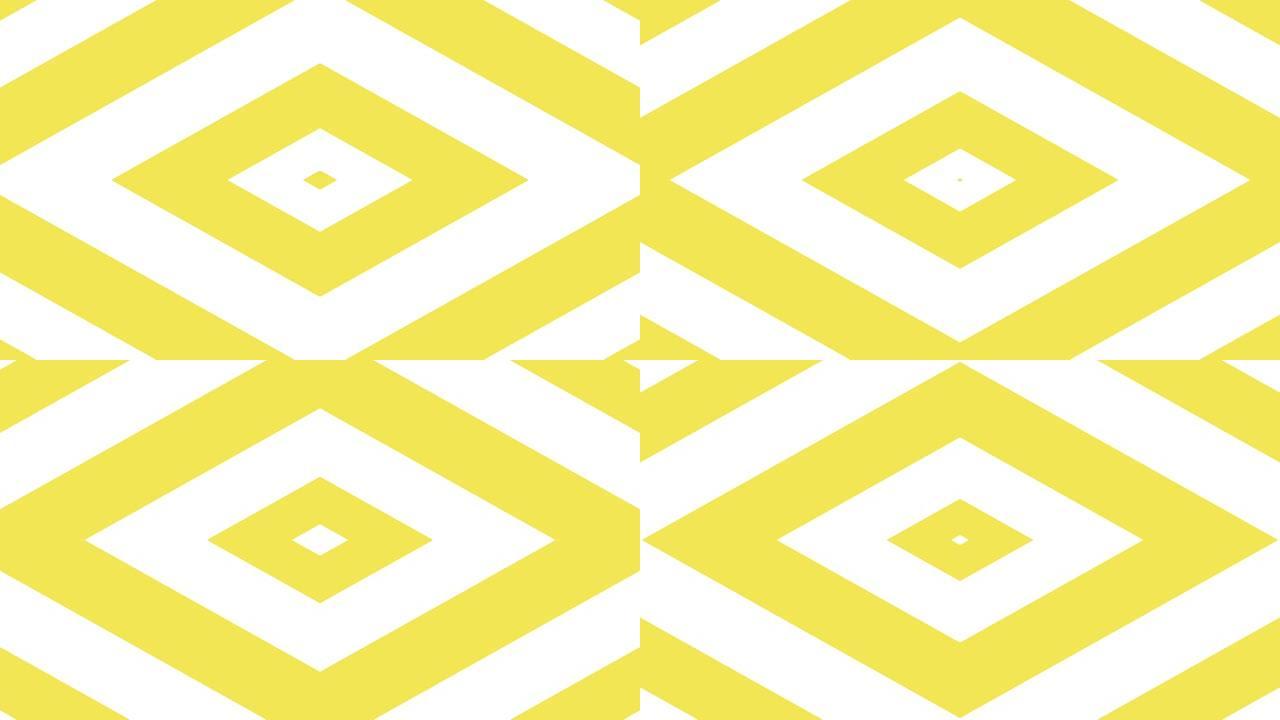 放大黄色和白色菱形。简单的运动图形循环动画