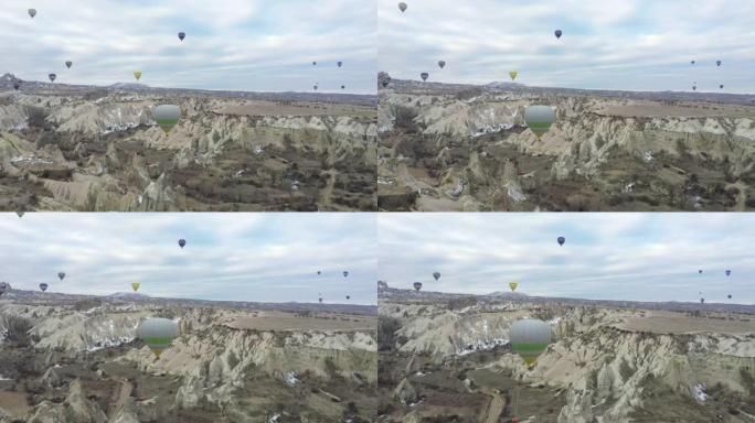 卡帕多西亚上空的无人机视点气球