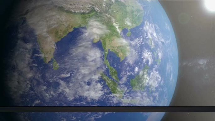星舰铁锈的舱口从飞船上打开了地球行星的全景。卫星从太空扫描和监测地球。