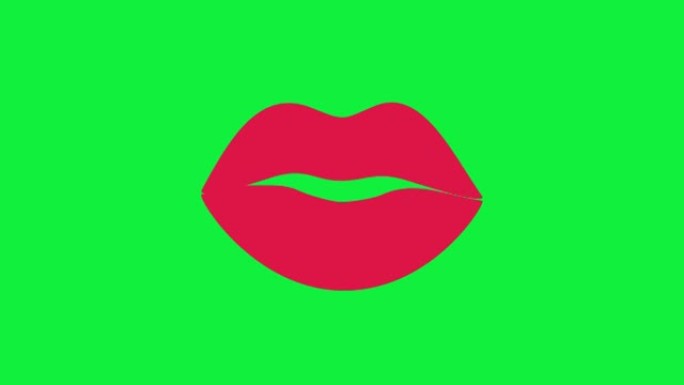最小运动gif设计。时尚红色性感嘴唇亲吻绿色屏幕