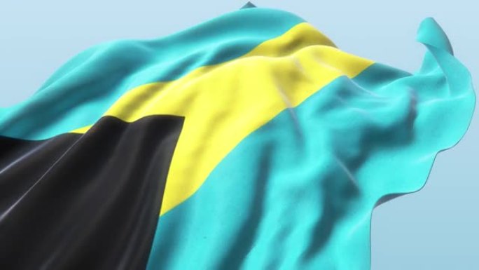 用Alpha, 3D渲染，在风中飘扬的巴哈马旗帜与蓝天