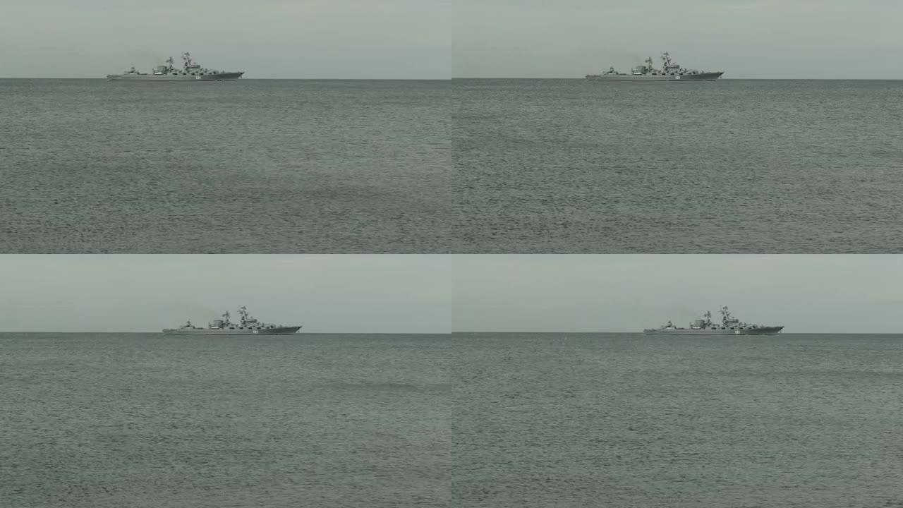 地平线上的军舰海军军舰航行视频素材
