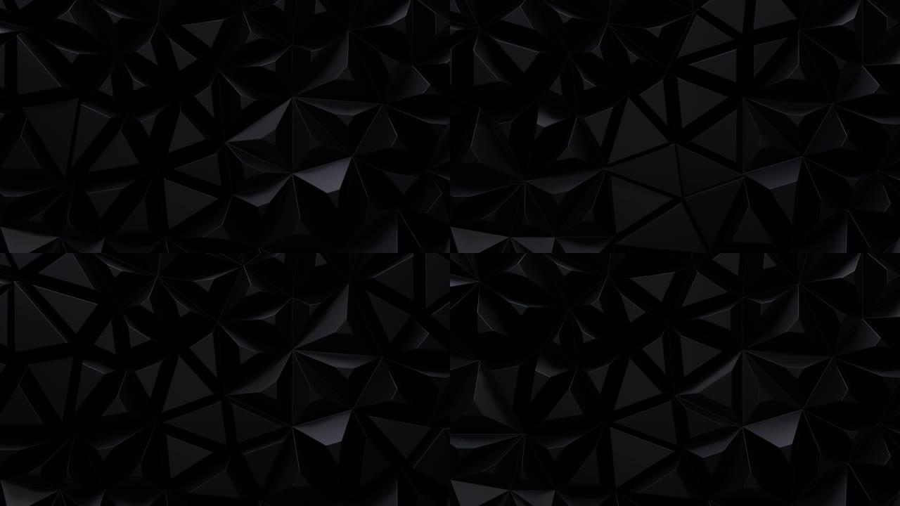 黑色动态碎片。多边形图案设计。