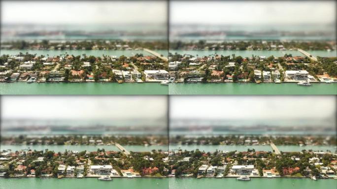 倾斜移位微型空中无人机视频迈阿密