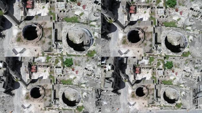 阿勒颇老城中心战后10年，在阳光下用4K无人机鸟瞰